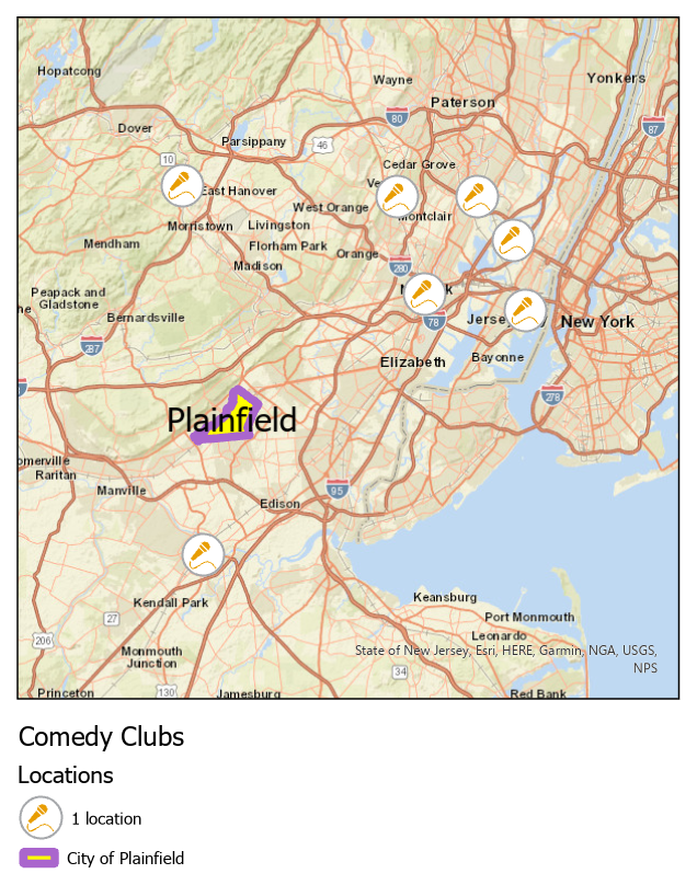 Comedy club locations map